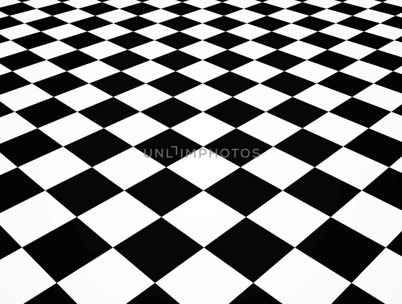 Illustration of a black and white perspective chequered floor