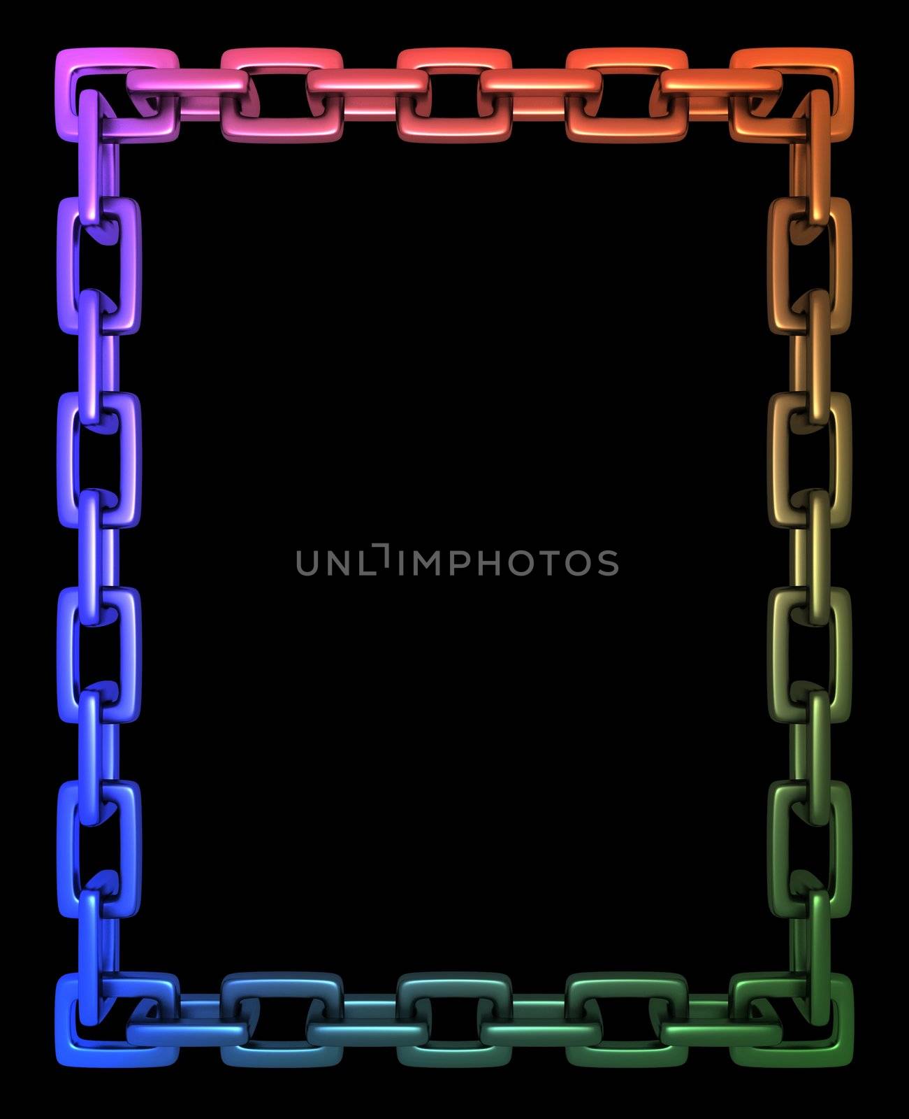 Illustration of a colourful frame made of chain links