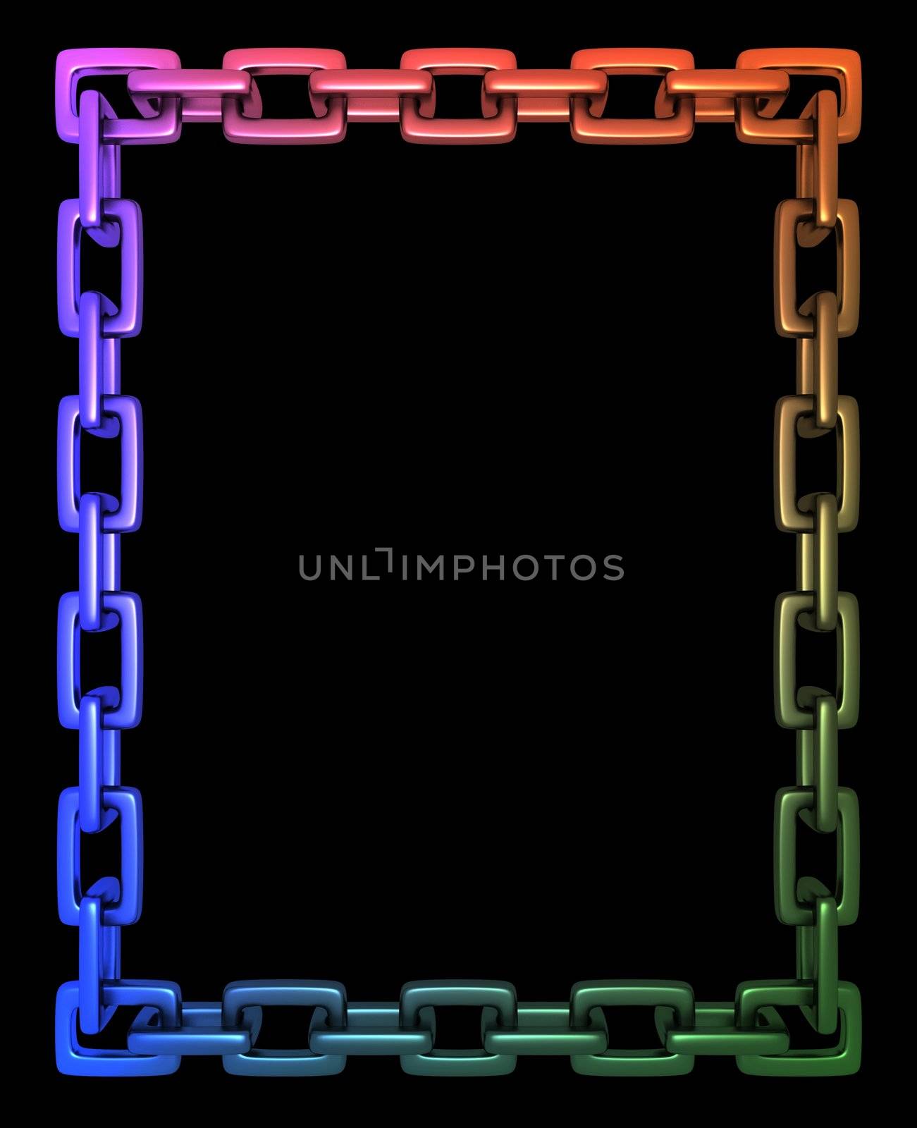 Illustration of a colourful frame made of chain links