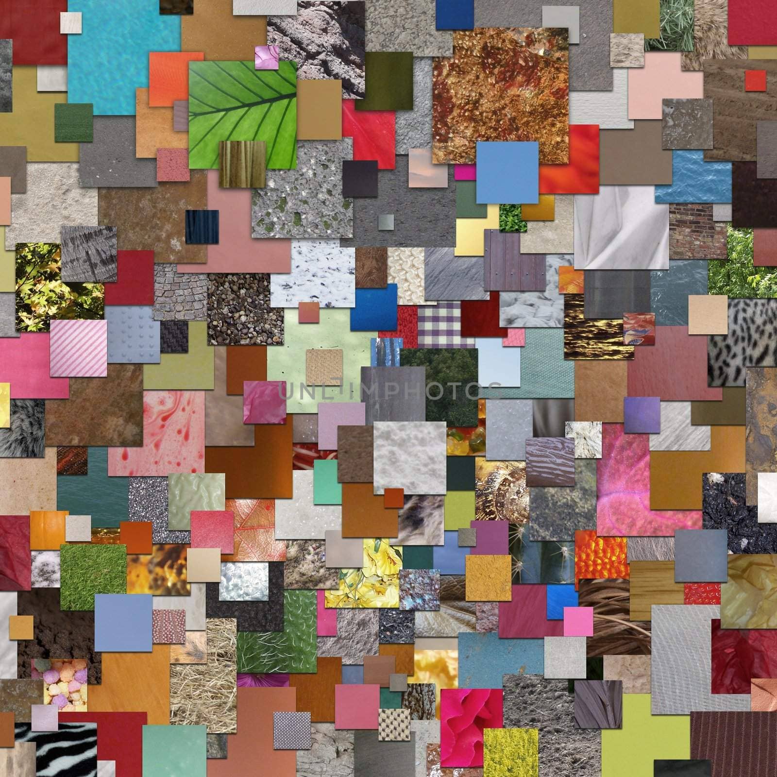 Mosaic collection of many textured squares