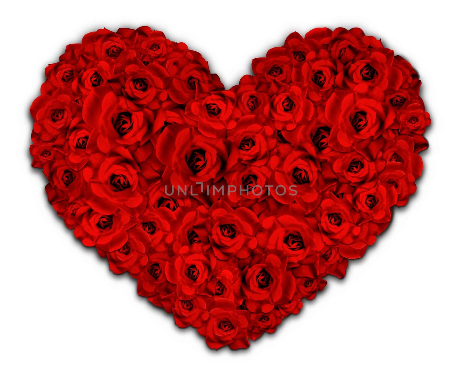 Illustrated Heart shape made of red flowers