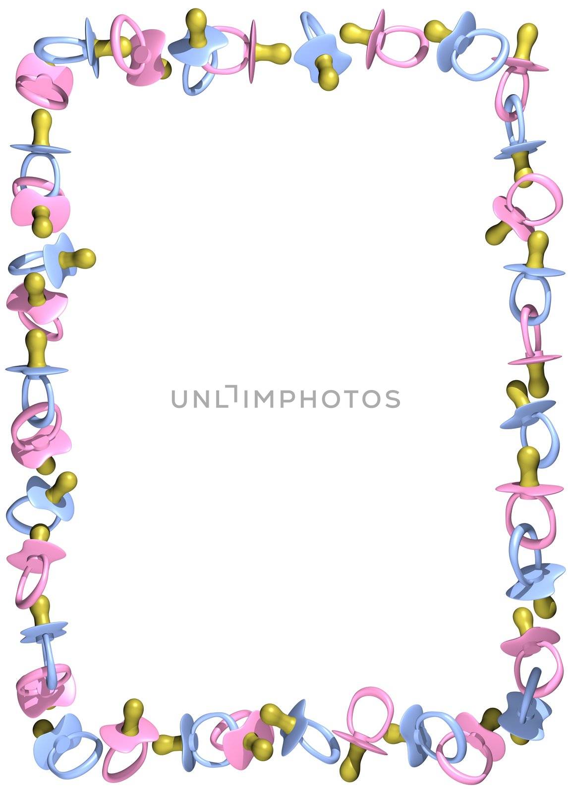 Illustration of a frame made of Pacifiers