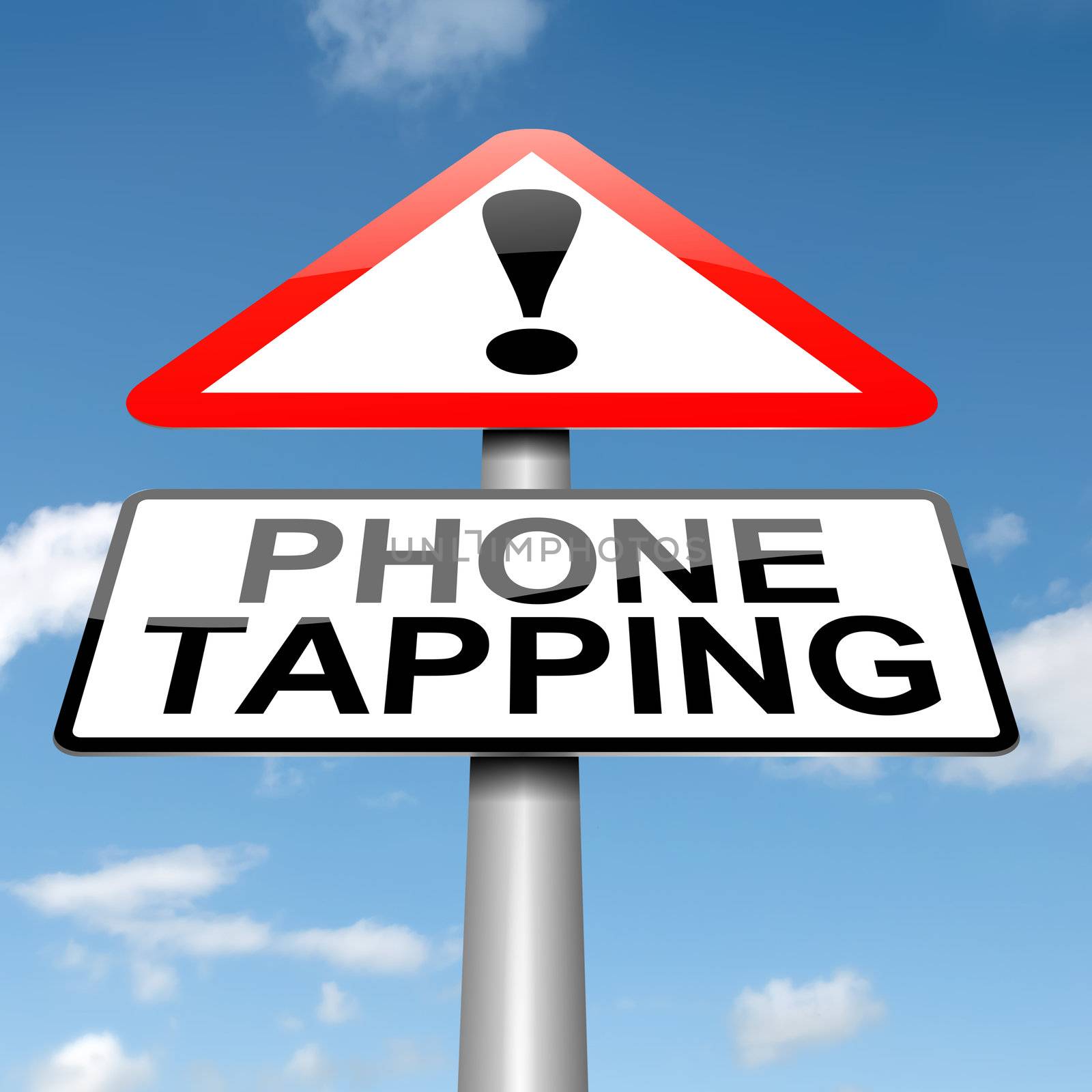 Illustration depicting a sign with a phone tapping concept.