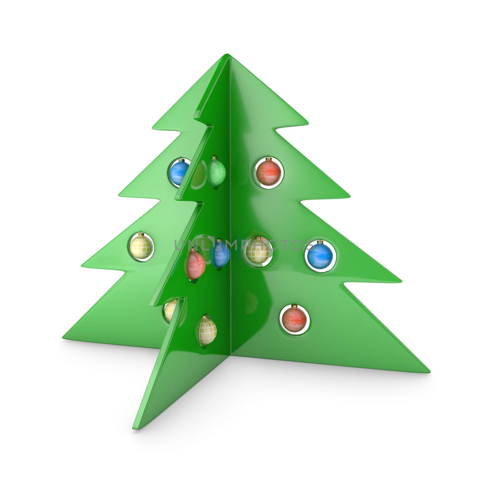 Abstract plastic pine tree isolated on white background