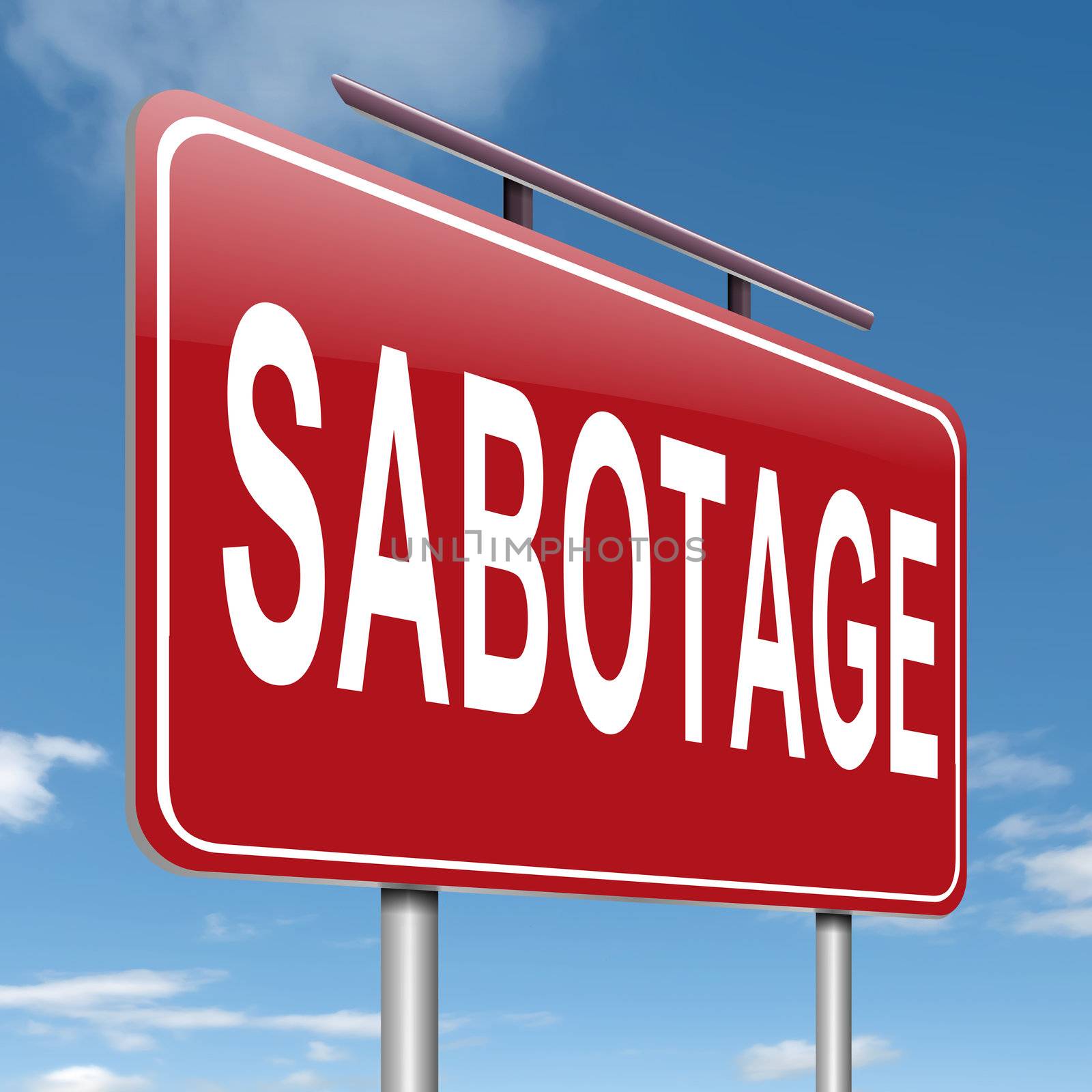 Illustration depicting a sign with a sabotage concept.