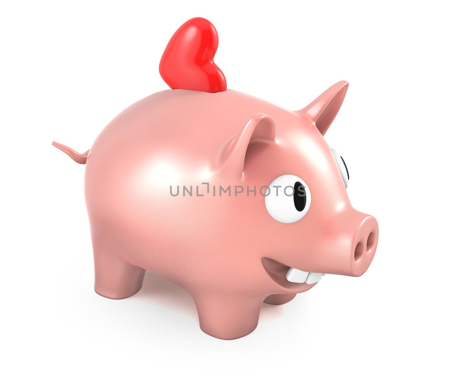 Piggy bank with heart, isolated on white background