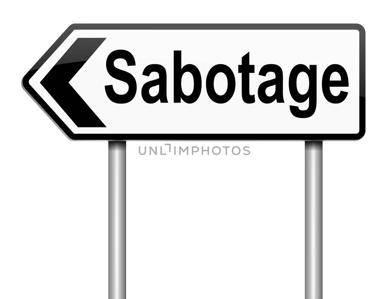 Illustration depicting a sign with a sabotage concept.