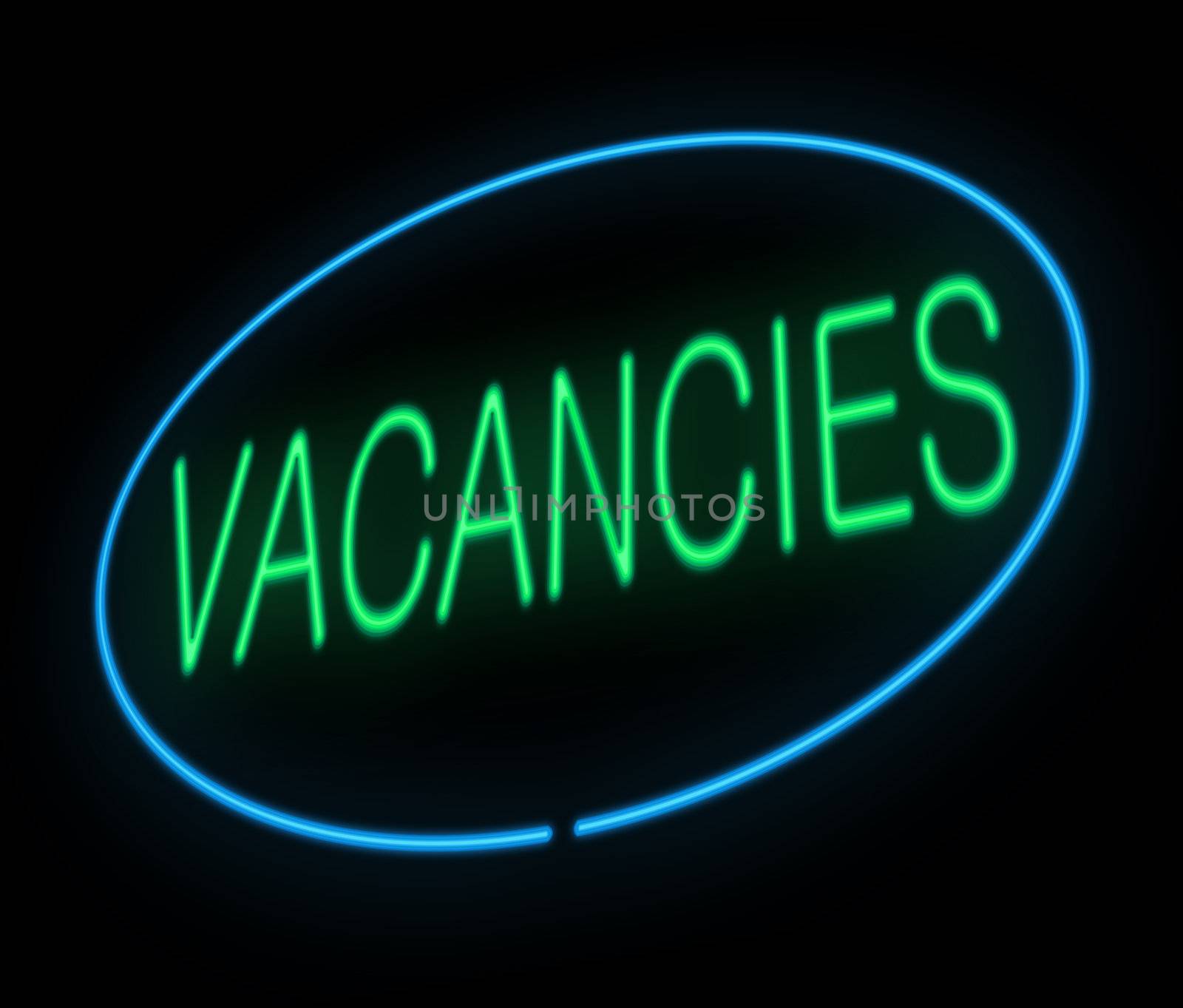 Illustration depicting a neon sign with a vacancies concept.