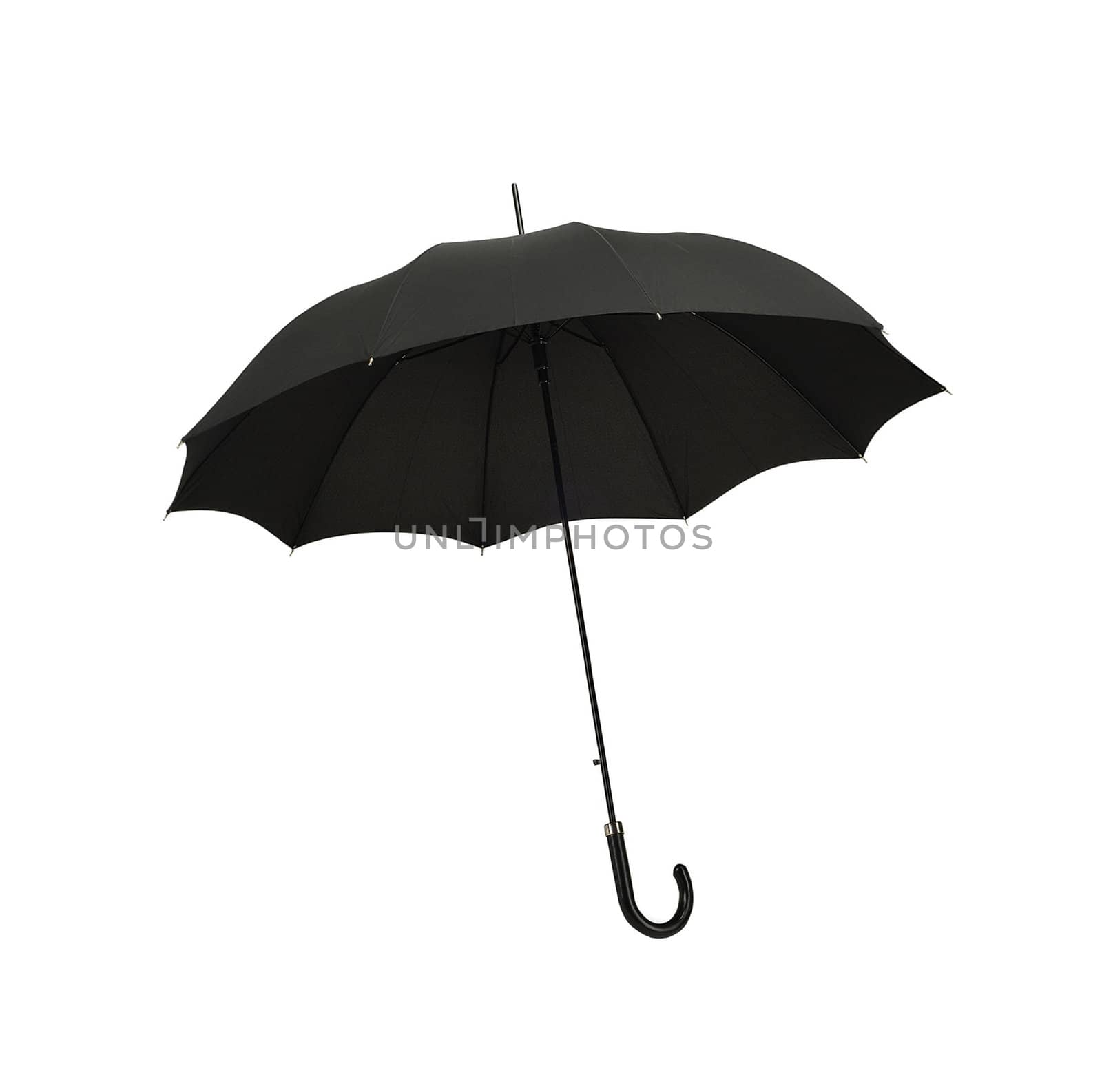 Black umbrella on white background