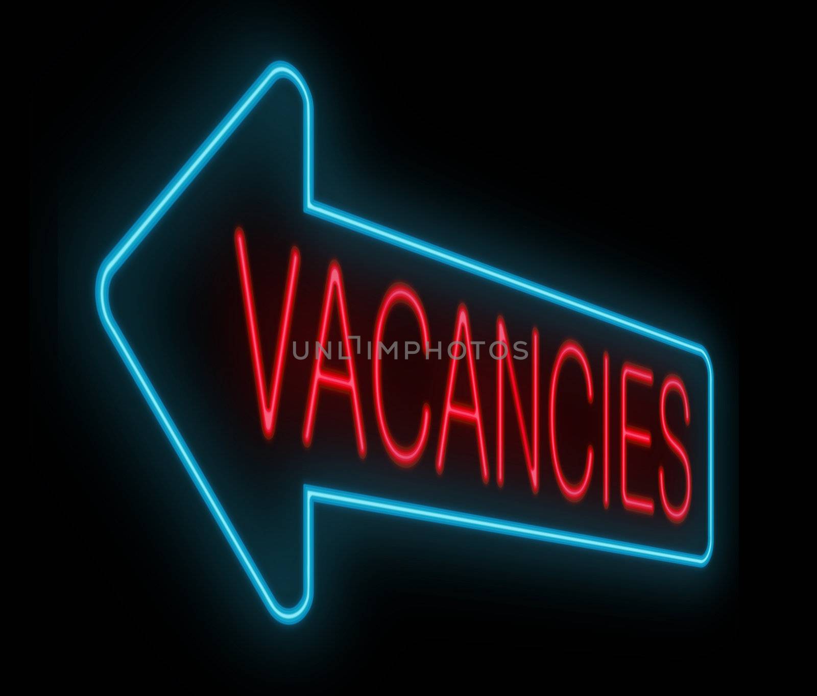 Illustration depicting a neon sign with a vacancies concept.