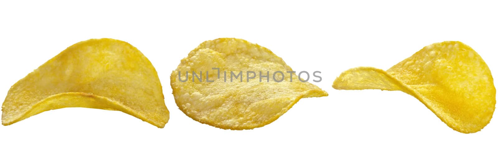 potato chips on white background by ozaiachin