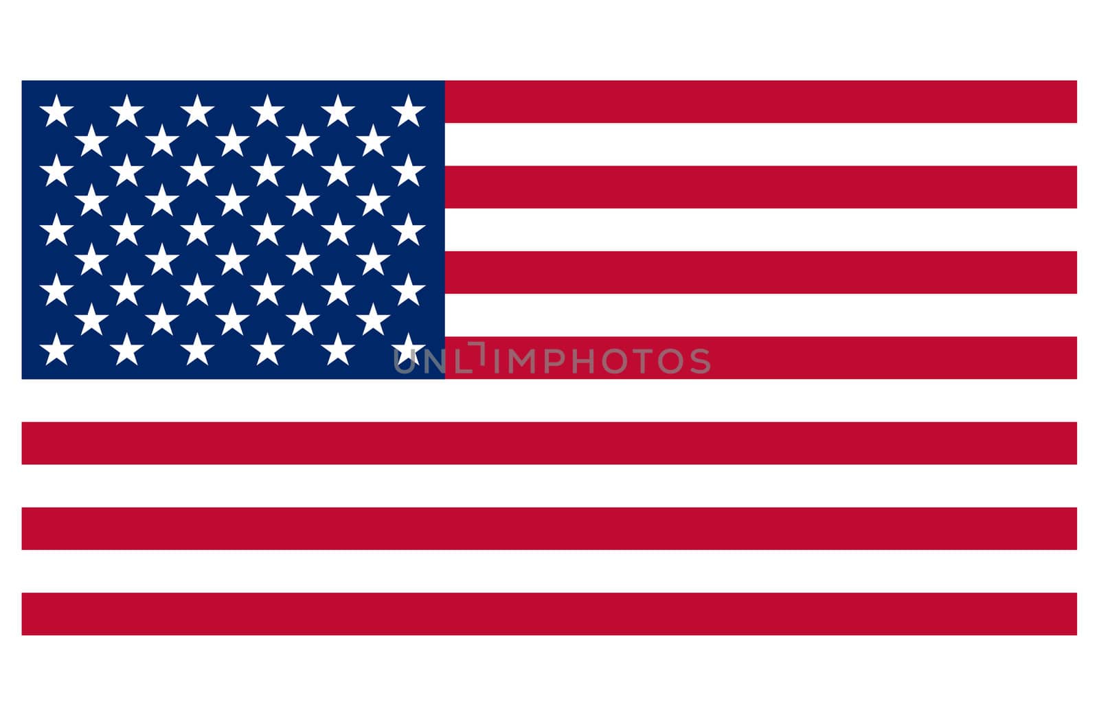 American flag isolated on white background