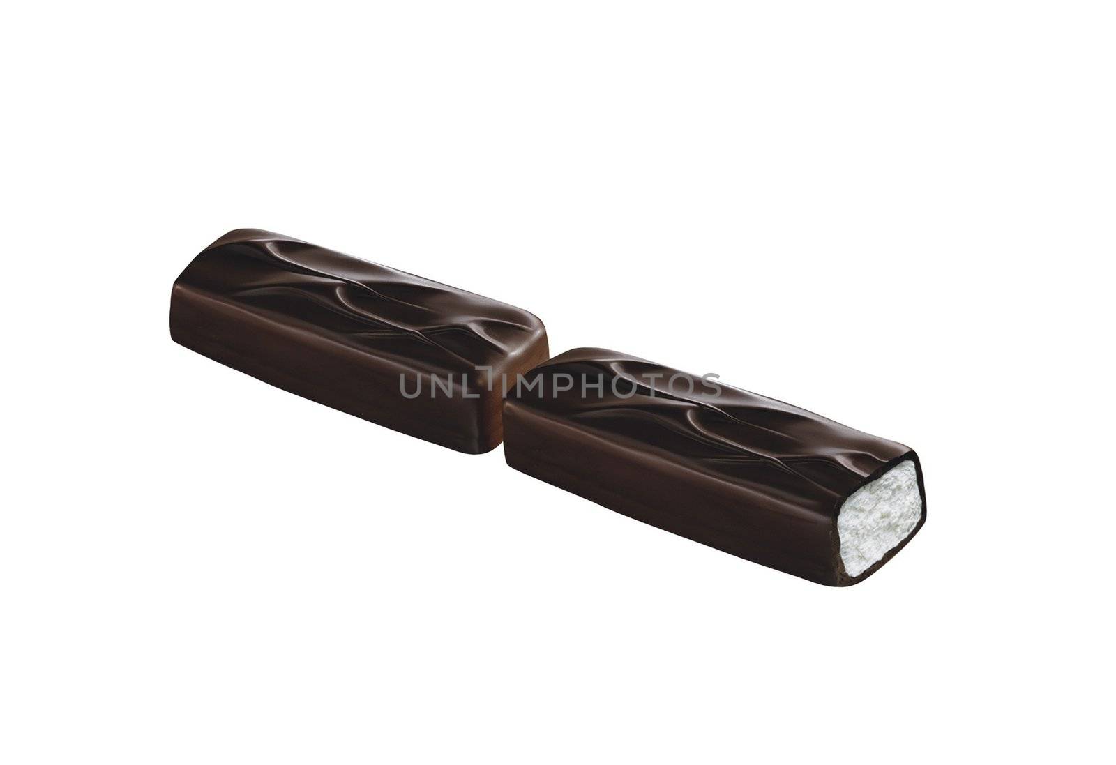 Chocolate covered bar of soft caramel toffee and chocolate mouse