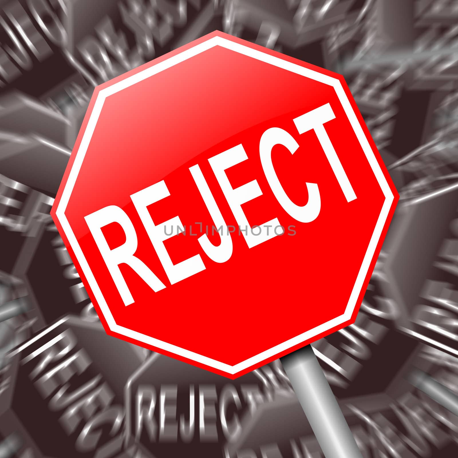 Illustration depicting a sign with a reject concept.