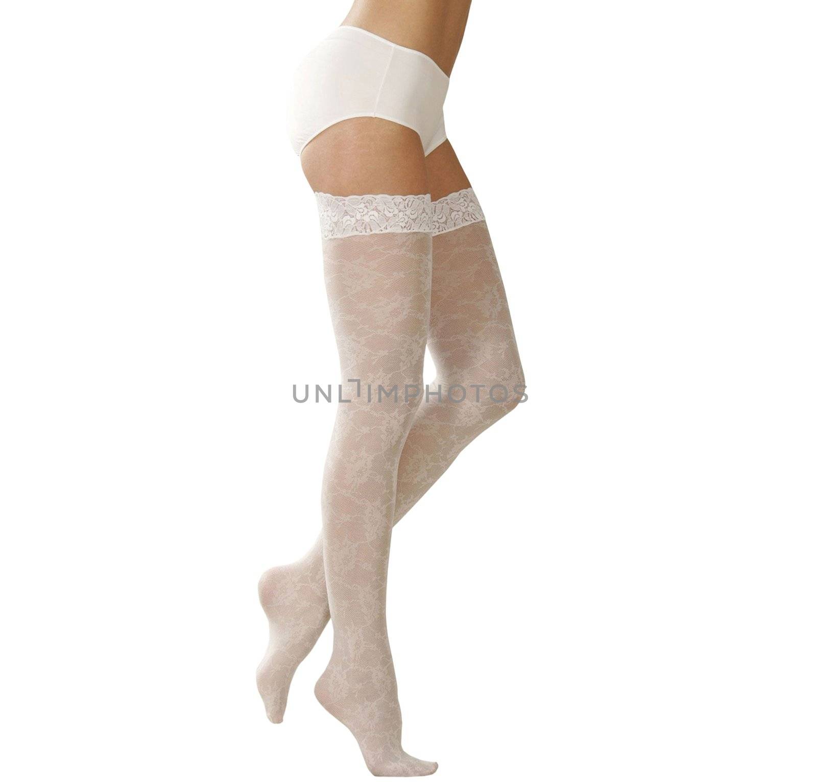 woman in white lingerie isolated on white