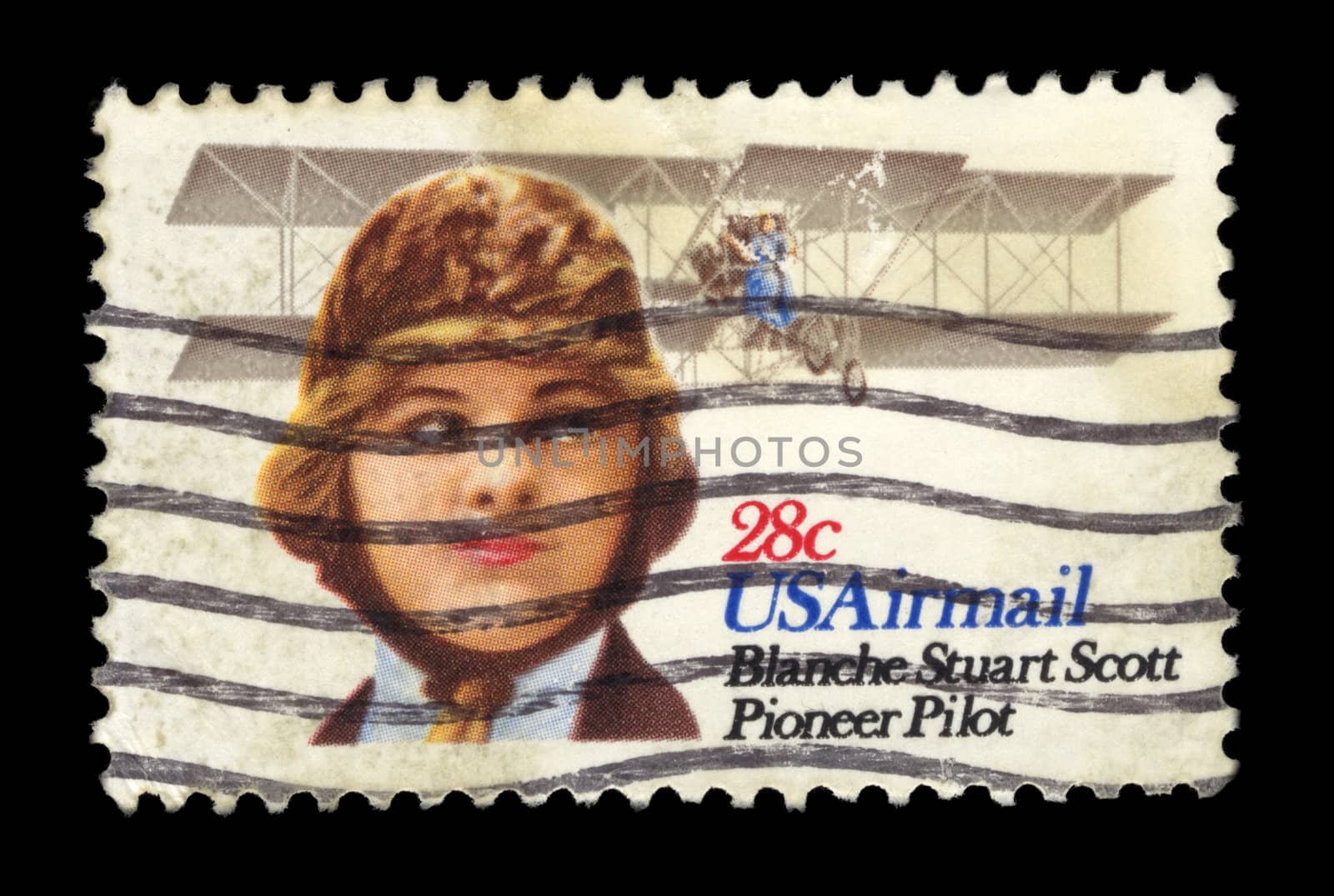 ols USAirmail stamp commemorating female pioneer pilot blanche steward scott