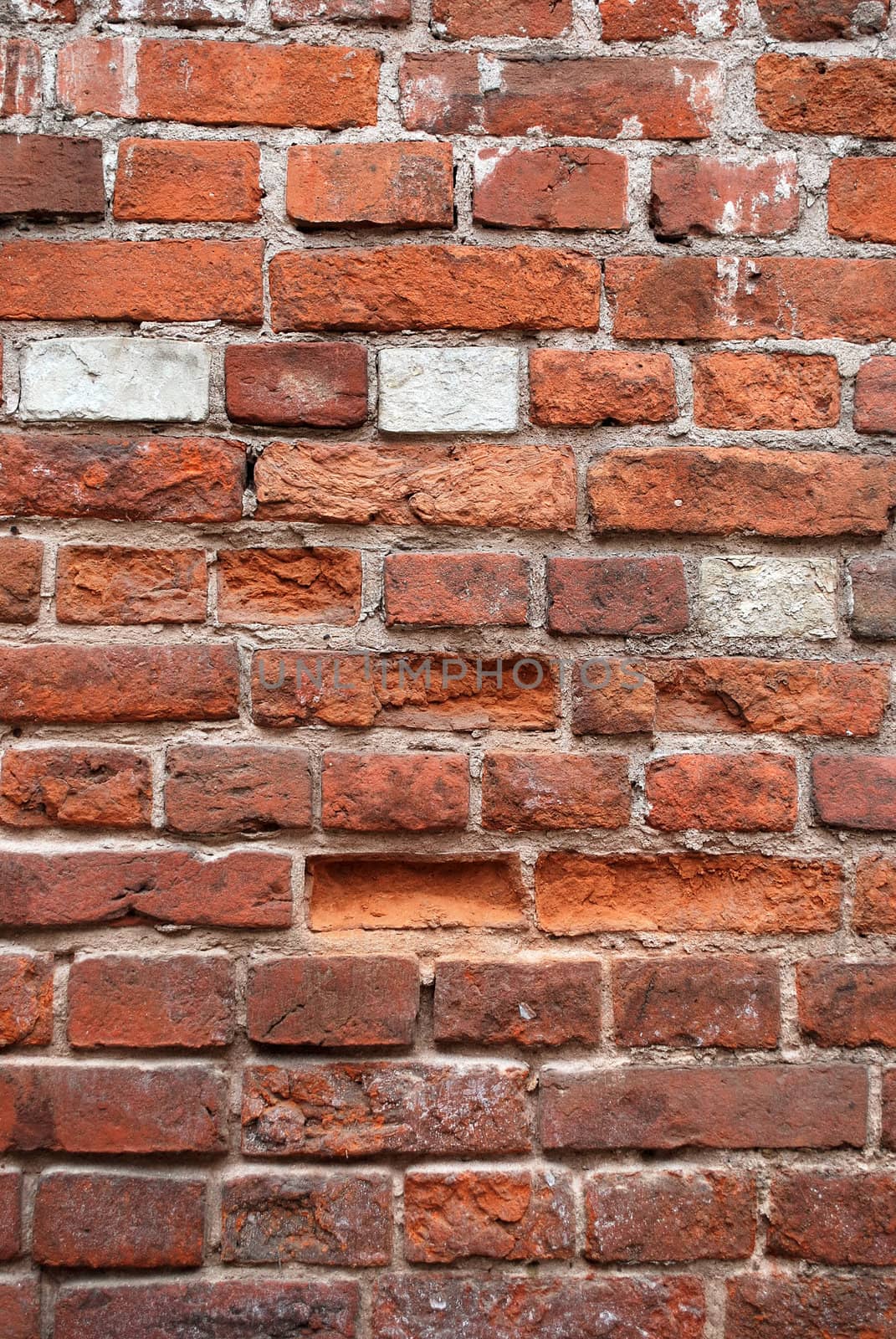 old red brick wall background, vertical version