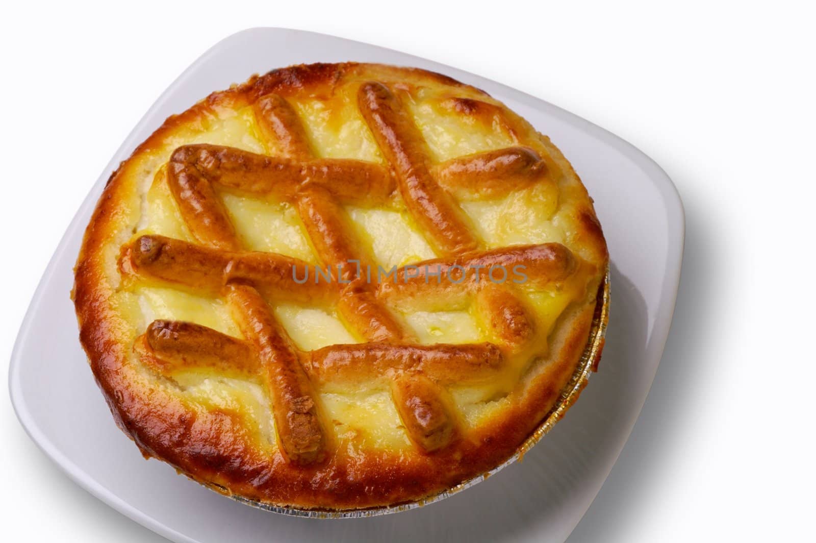 Ricotta tart closeup with clipping path