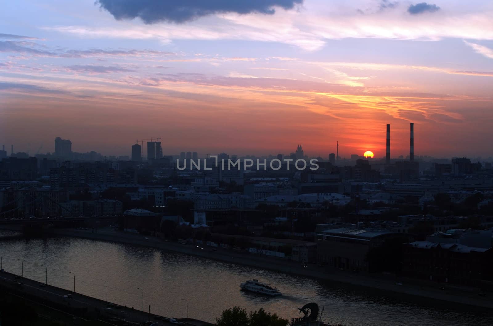 Sunset overlooking the city Moscow