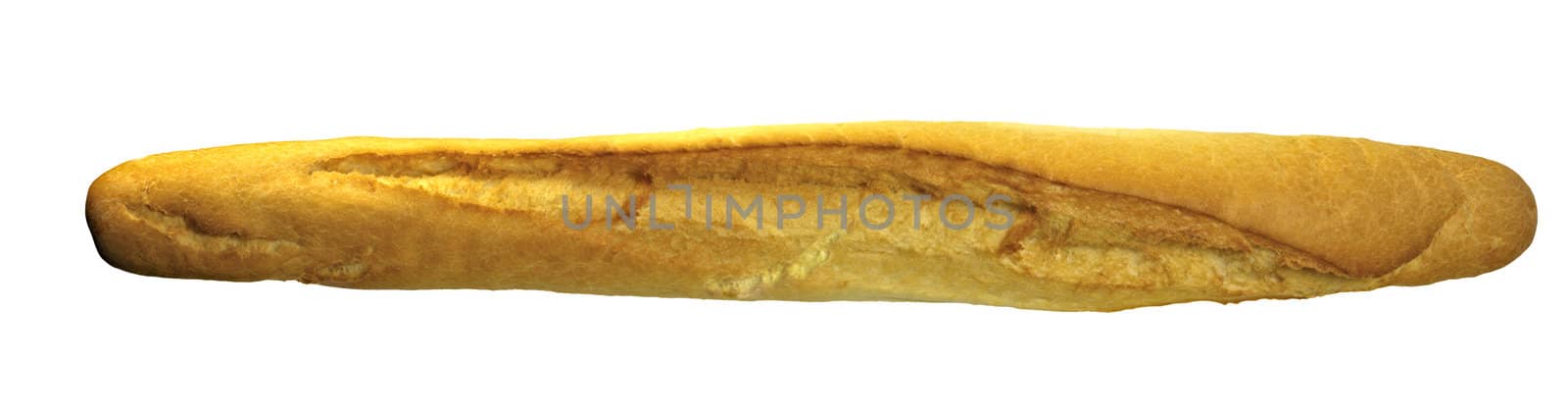 baguette from above on white