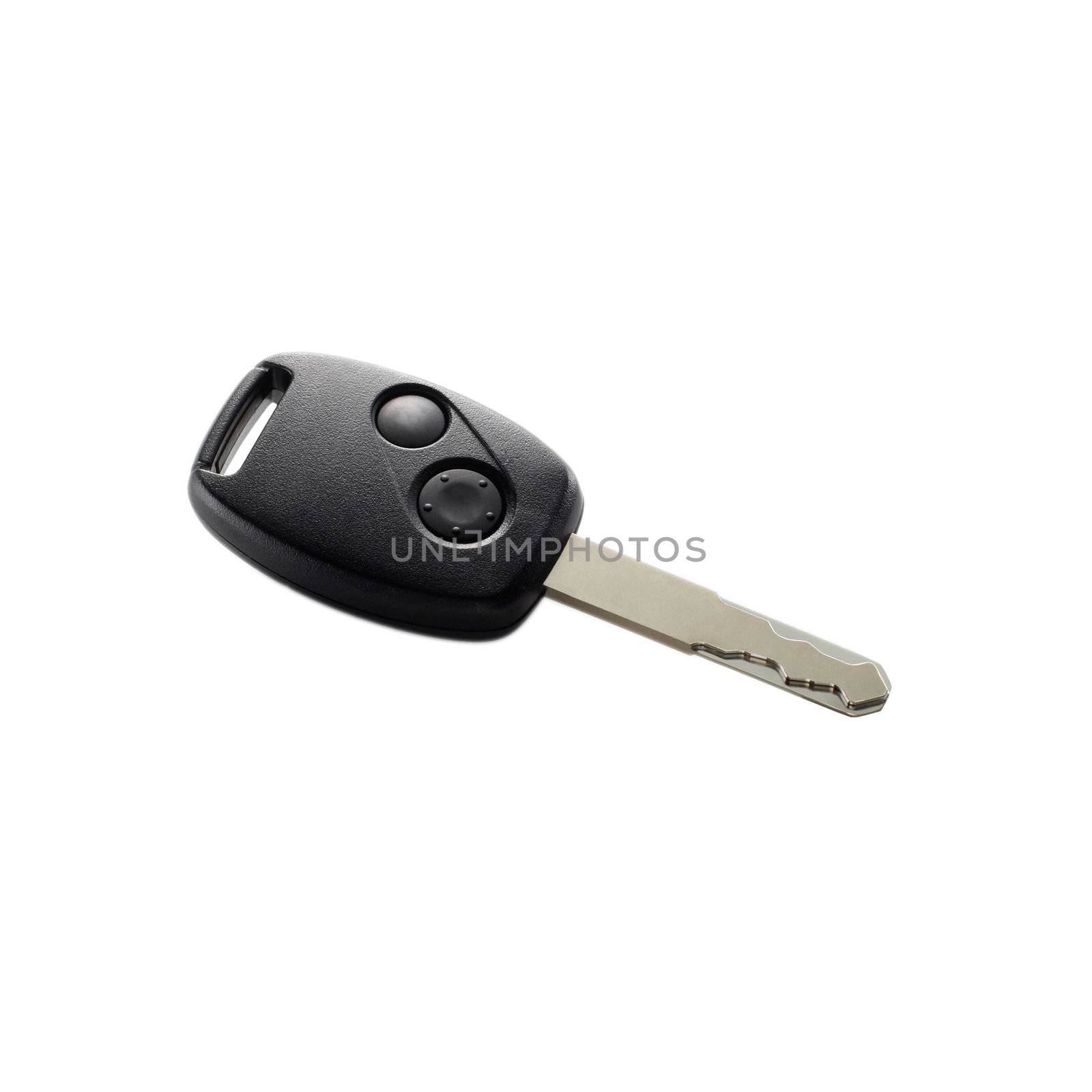 Car keys with reflections on a white background