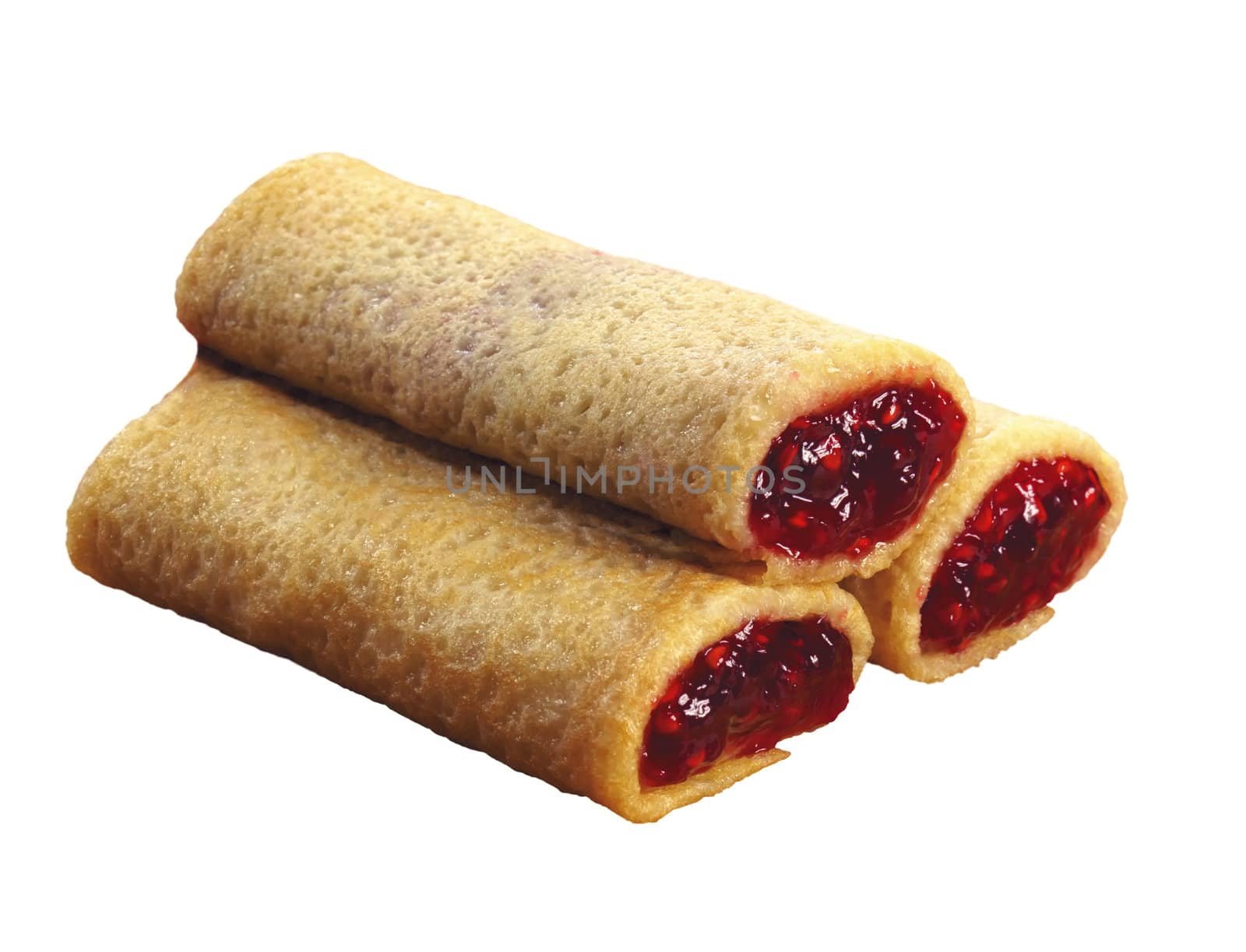 Rolled pancakes with powdered sugar