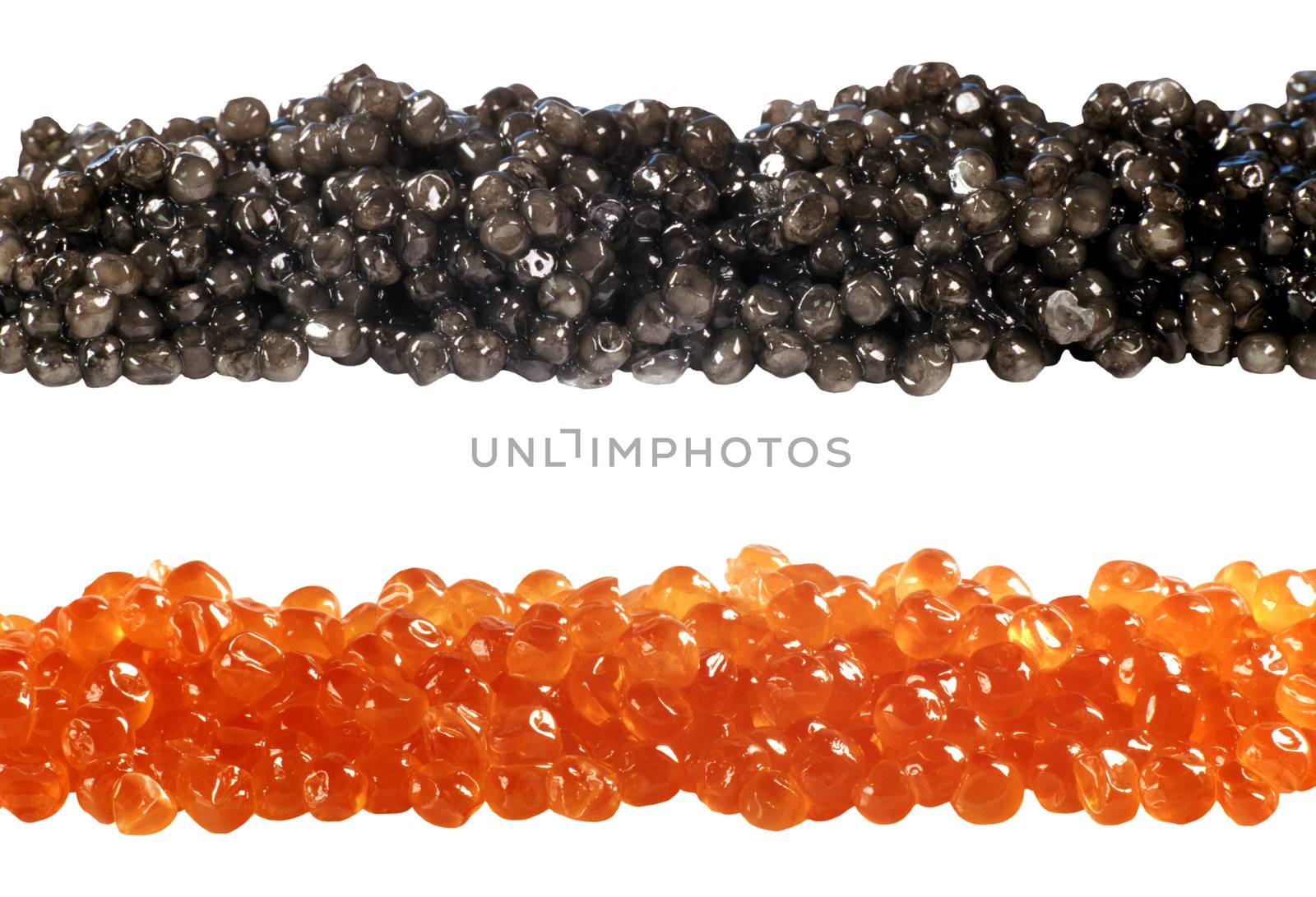 Red and black fish caviar