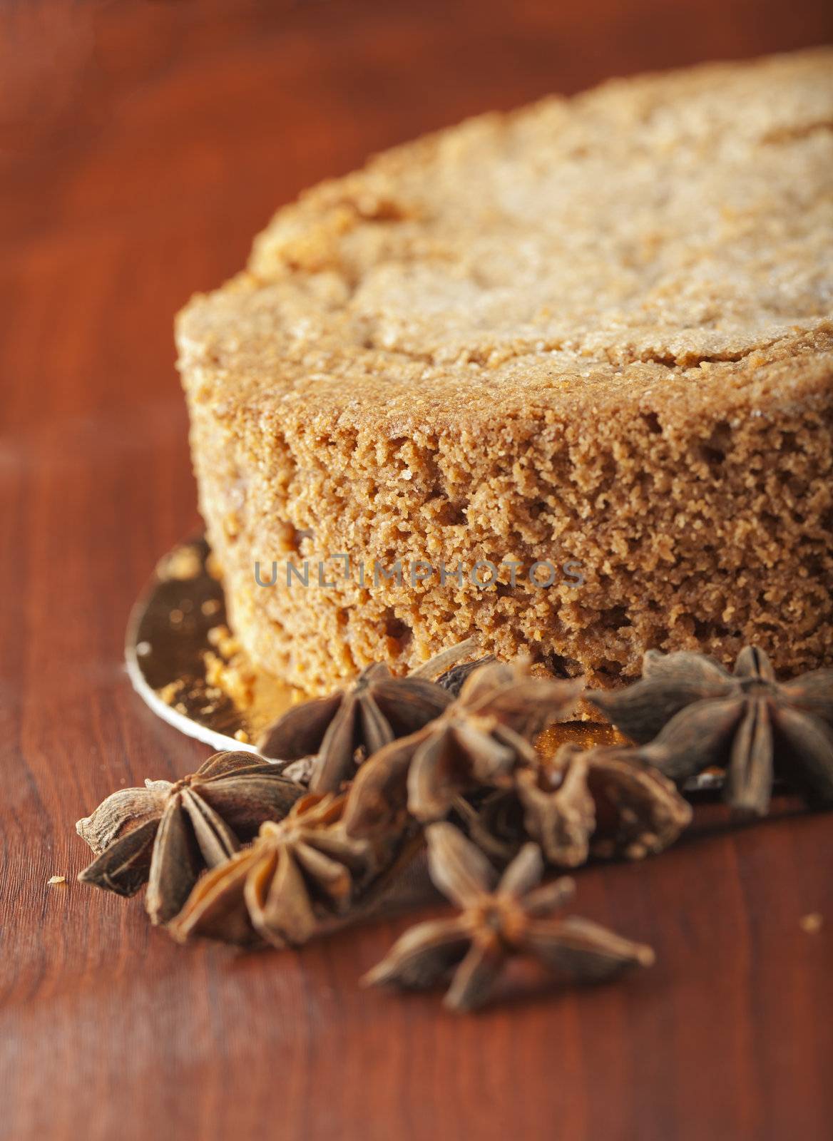 Close up of a slice of a hazelnut cake