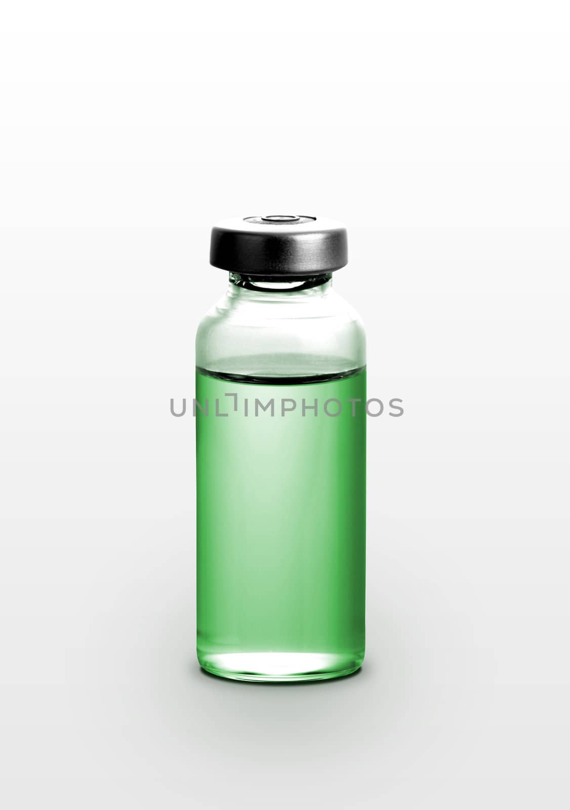 Single small bottle with drug isolated over white background