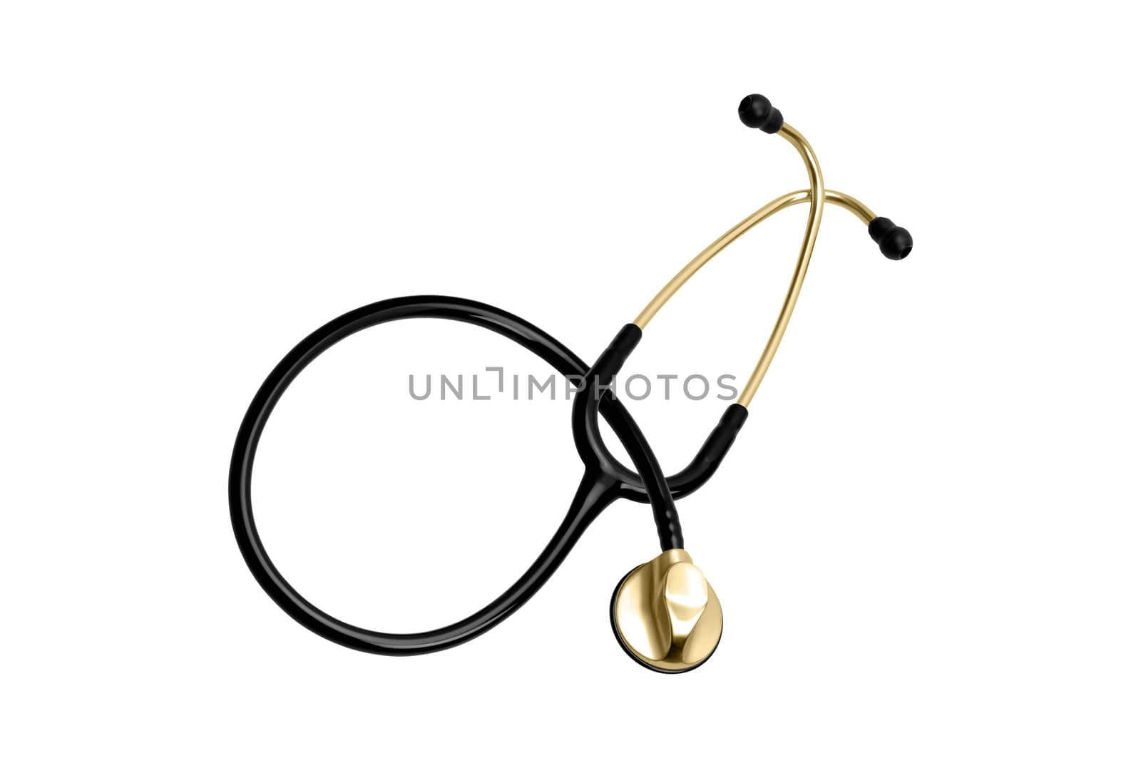 Black medical stethoscope isolated on white