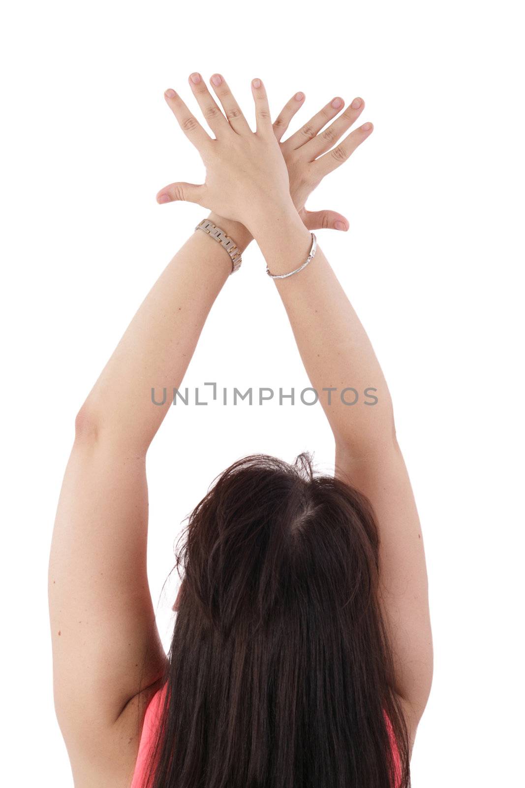 Beautiful woman stretching after workout by dacasdo
