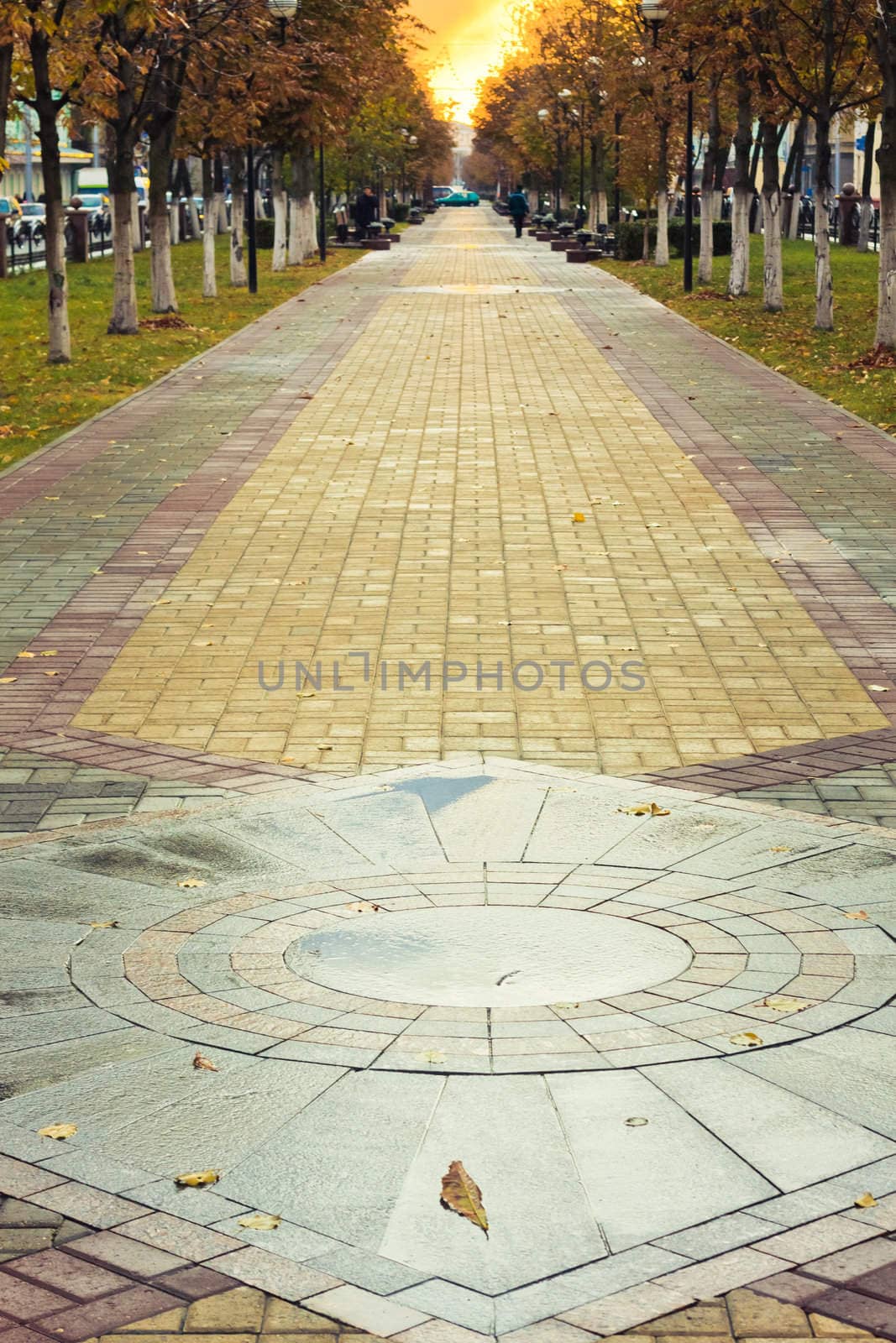 walk way surface of concrete blocks