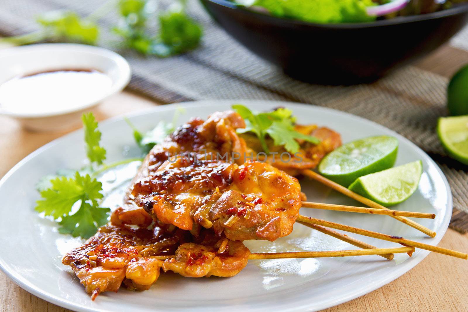Grilled chicken with chili sauce by vanillaechoes