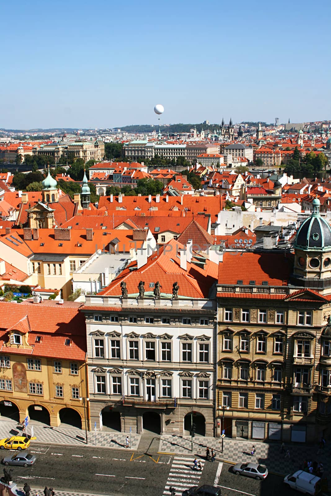 Prague street aerial view. Czech Repaublic