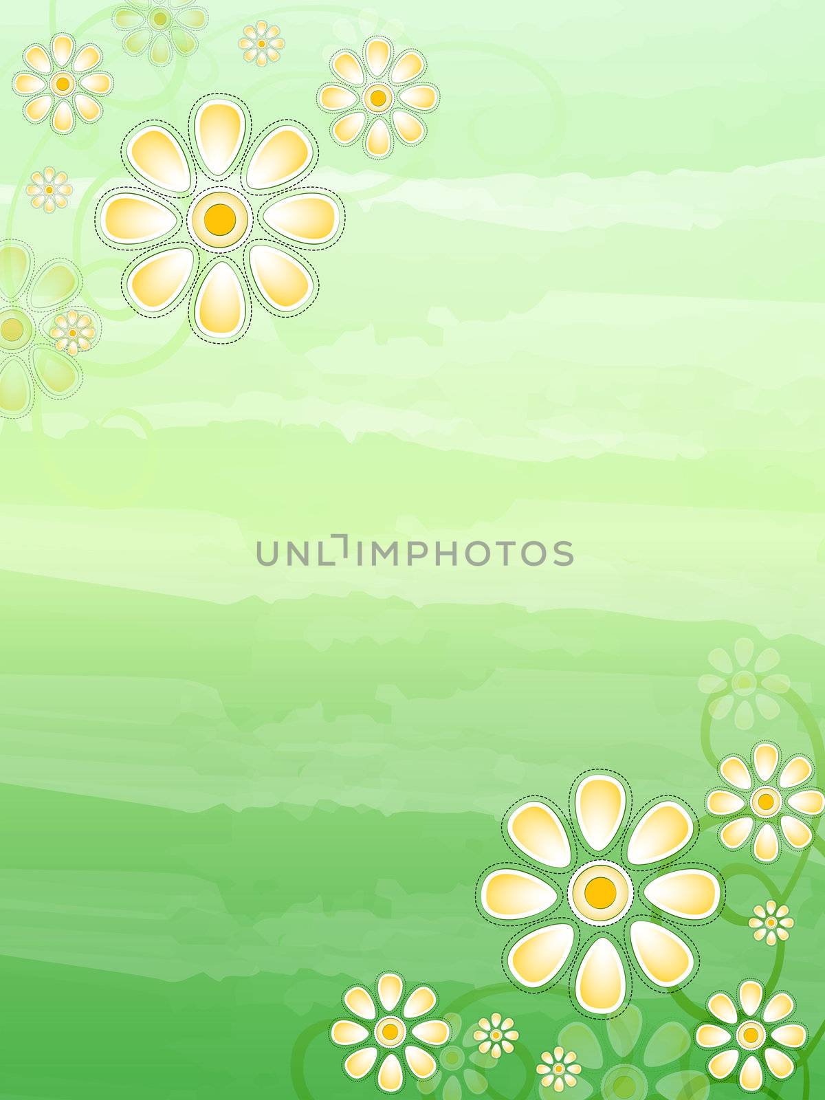 spring beige flowers in green background by marinini