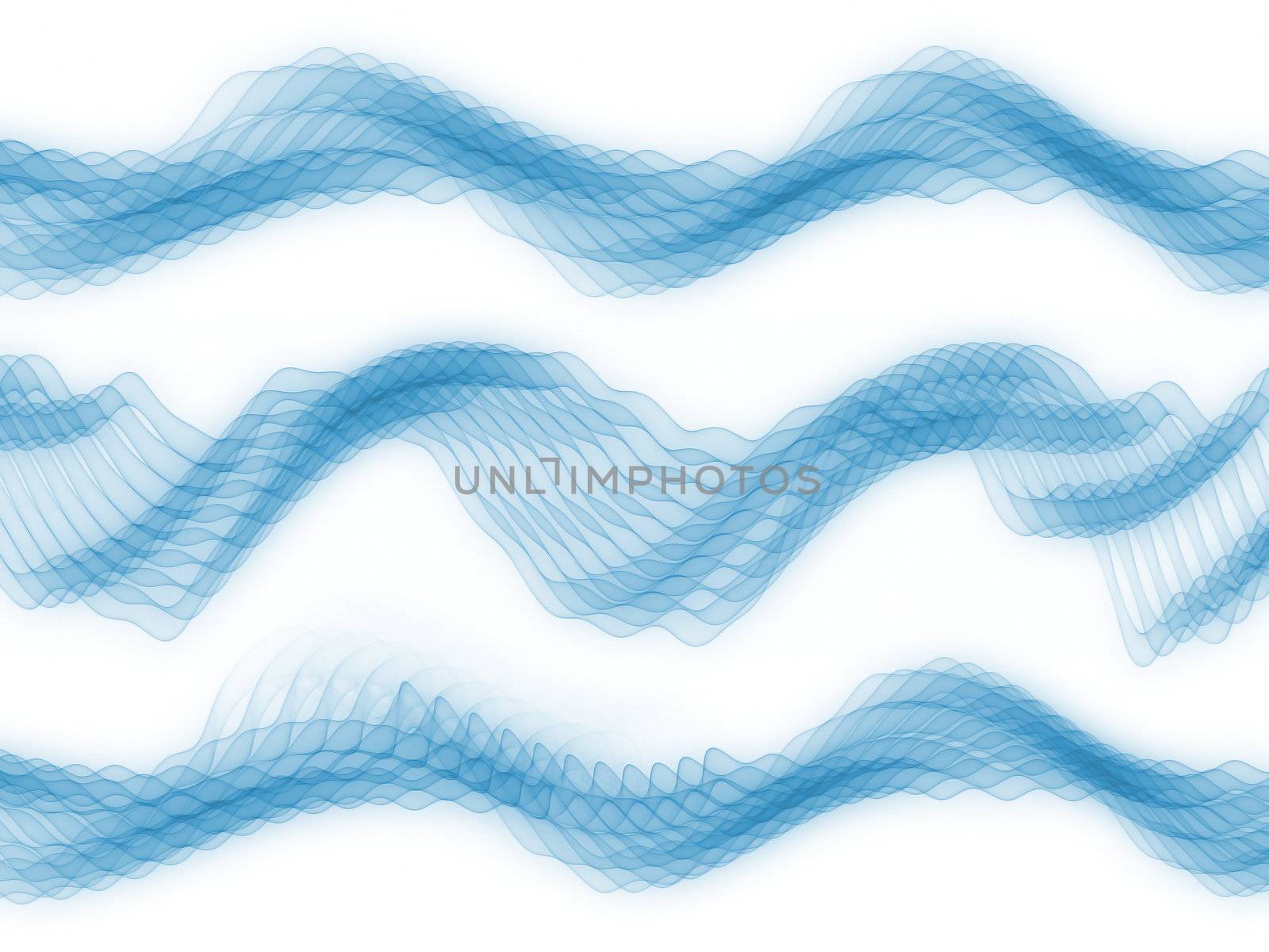 Abstract sine waves rendered in blue against white background