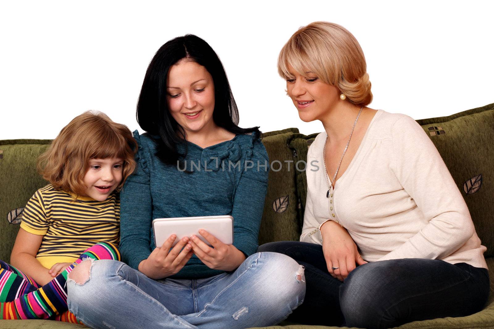 family three generation play with tablet pc by goce