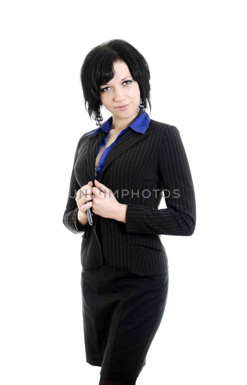 Portrait of a business woman. Over white background.