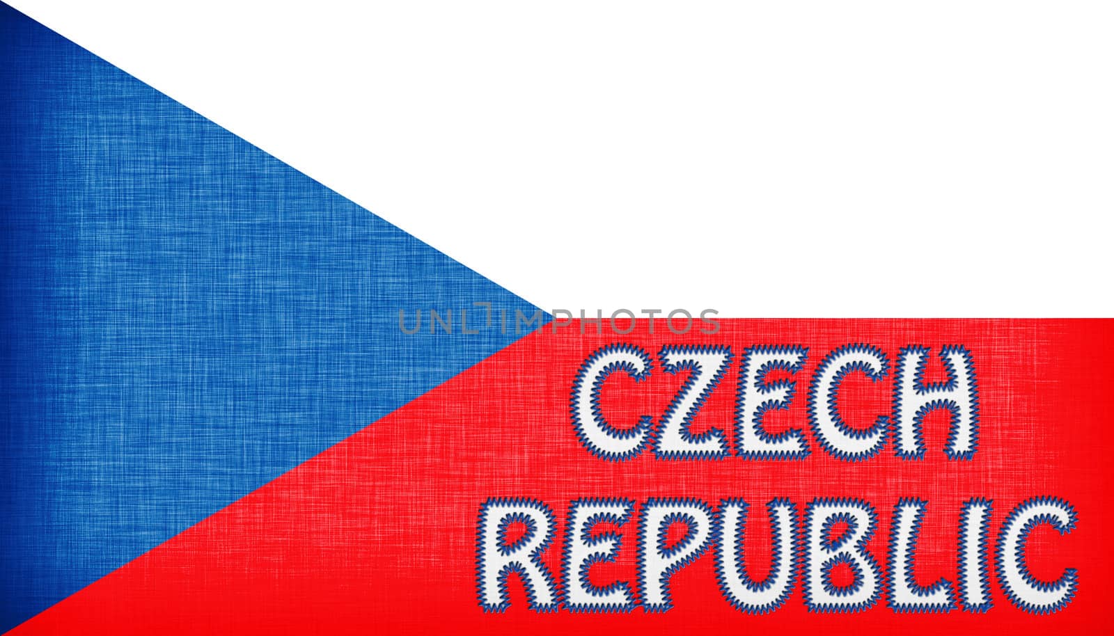 Flag of the Czech Republic stitched with letters, isolated