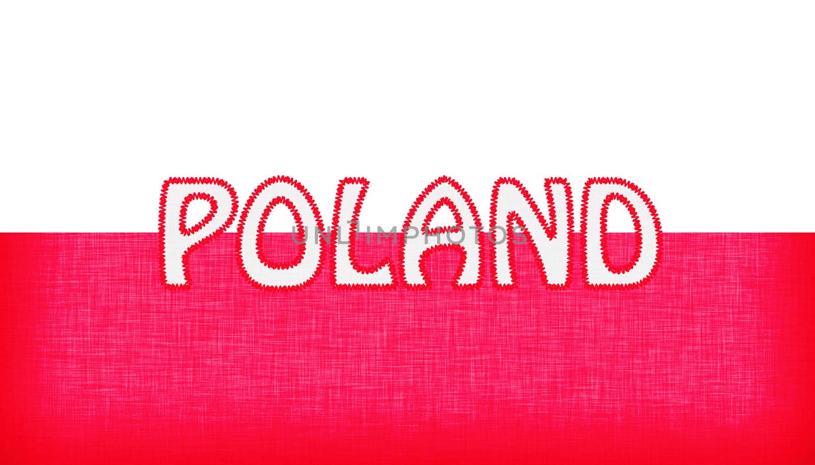 Flag of Poland stitched with letters, isolated