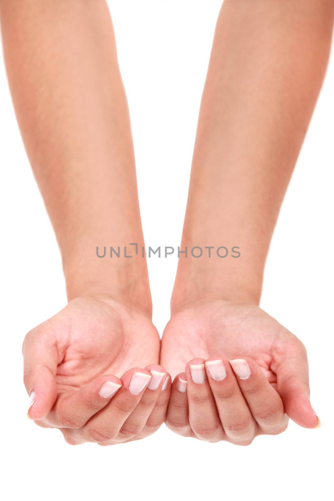 Hands in cupping position