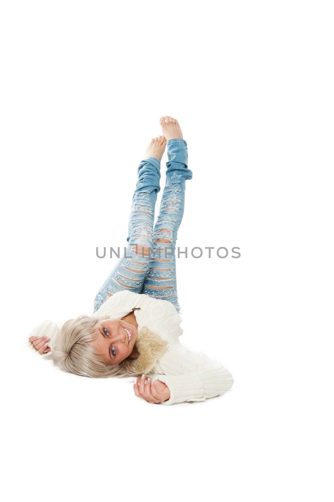 teenager lying on the floor with your feet raised by raduga21