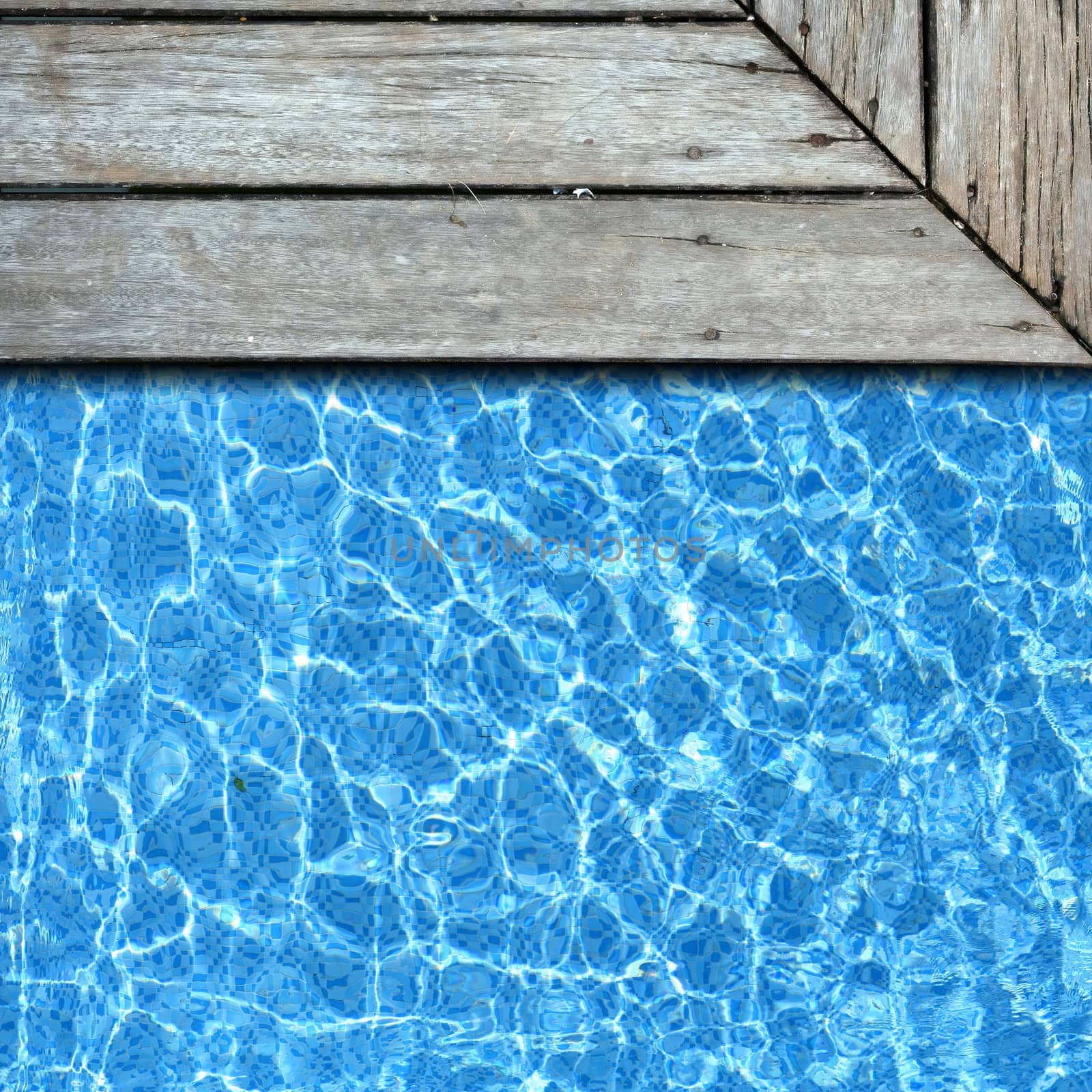 wood pavement with pool edge background