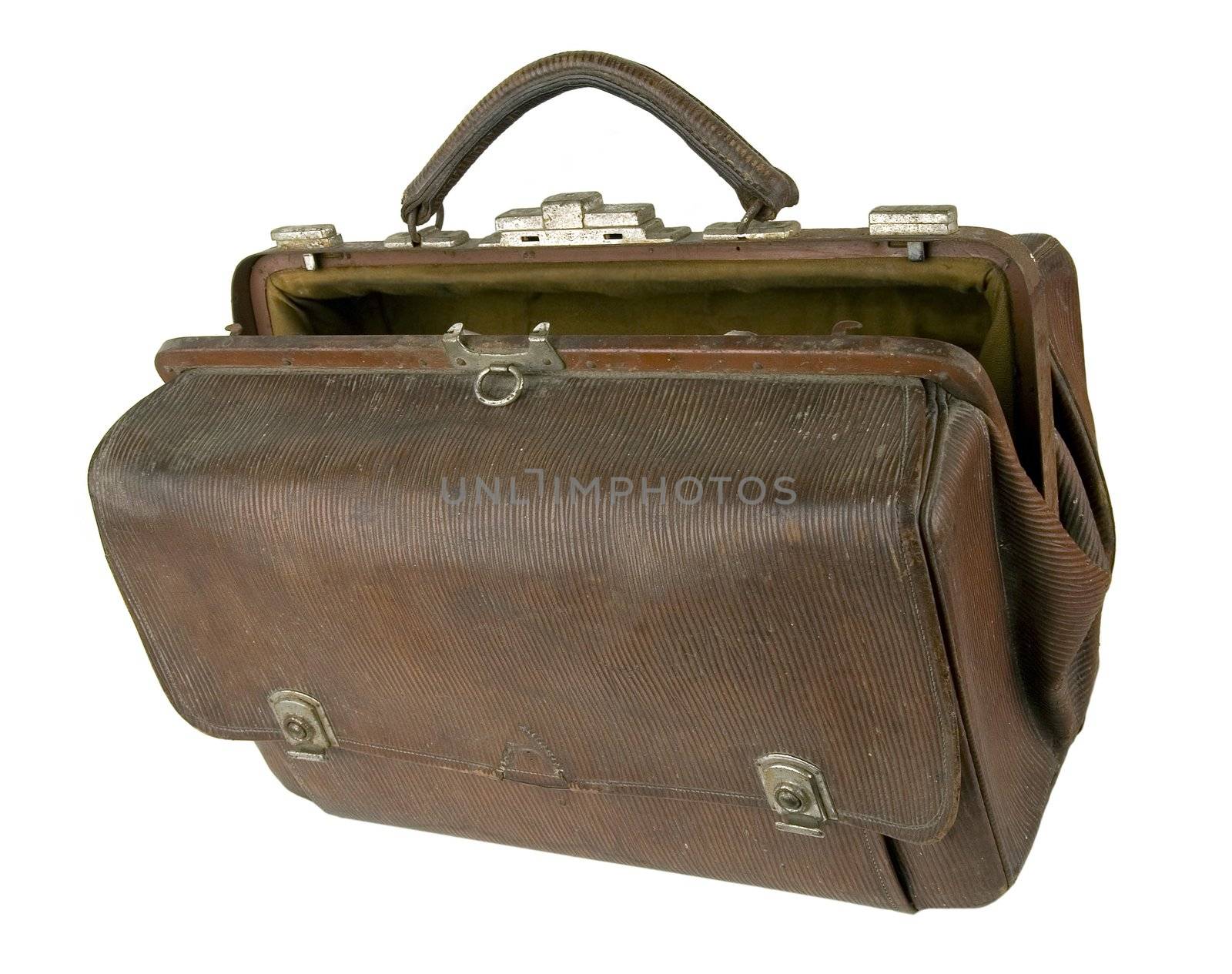 Old brown suitcase by sibrikov