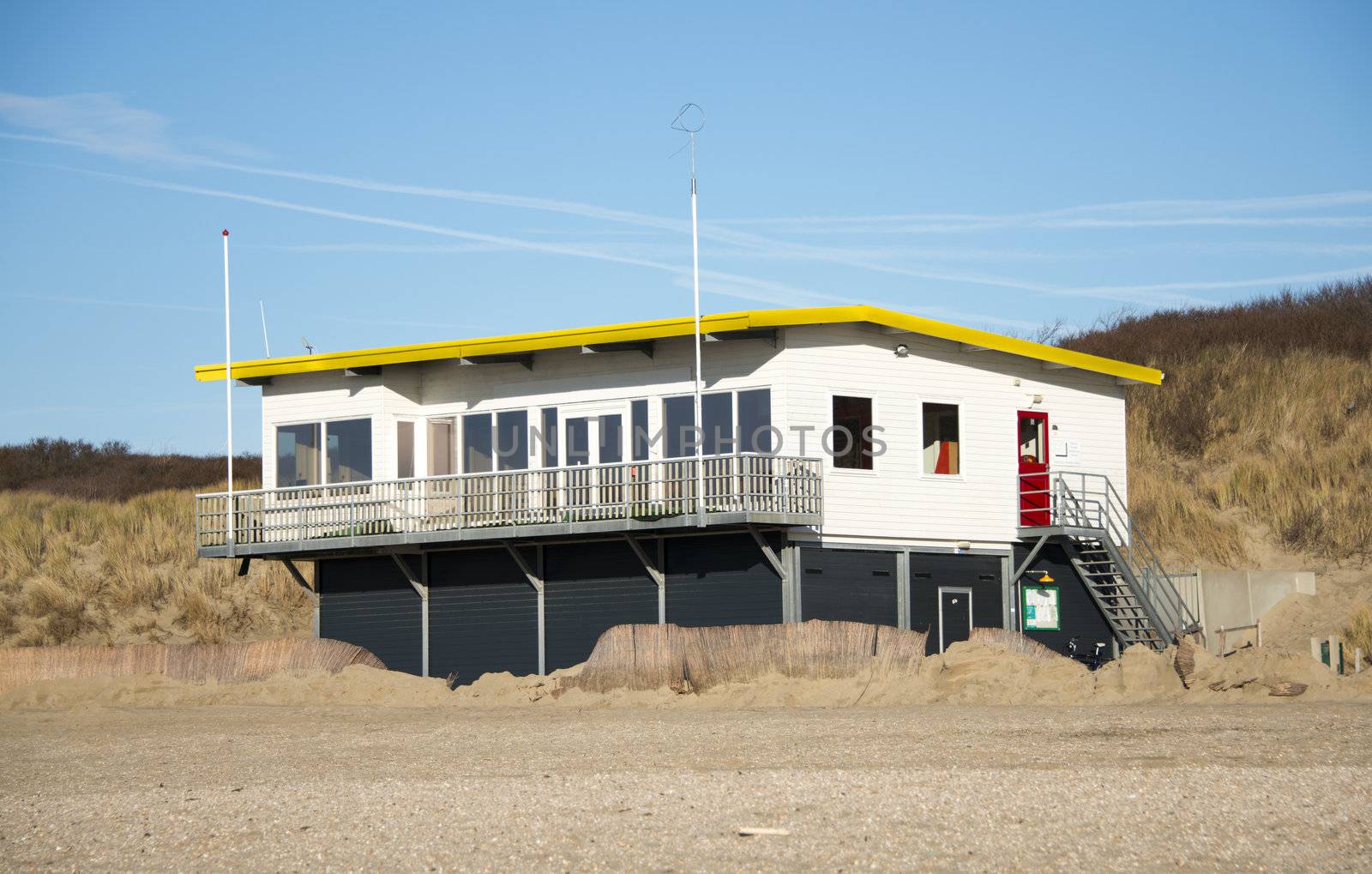 life guard building on the beach in Holland