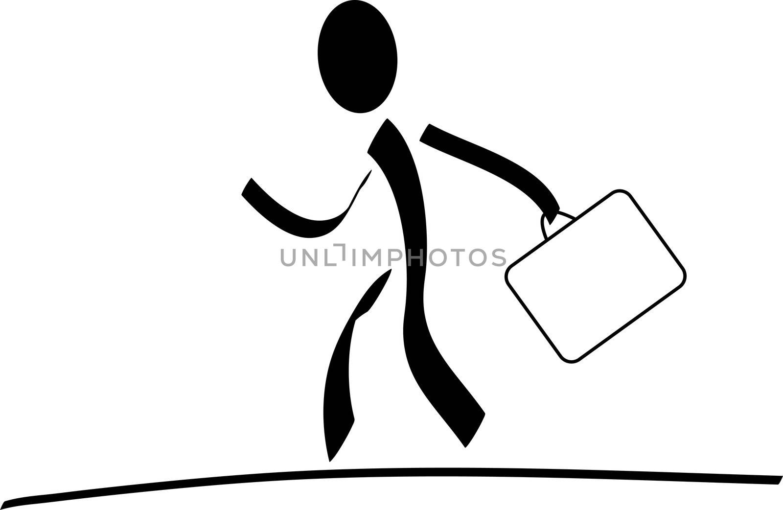A stylized person running stressed. All isolated on white background.