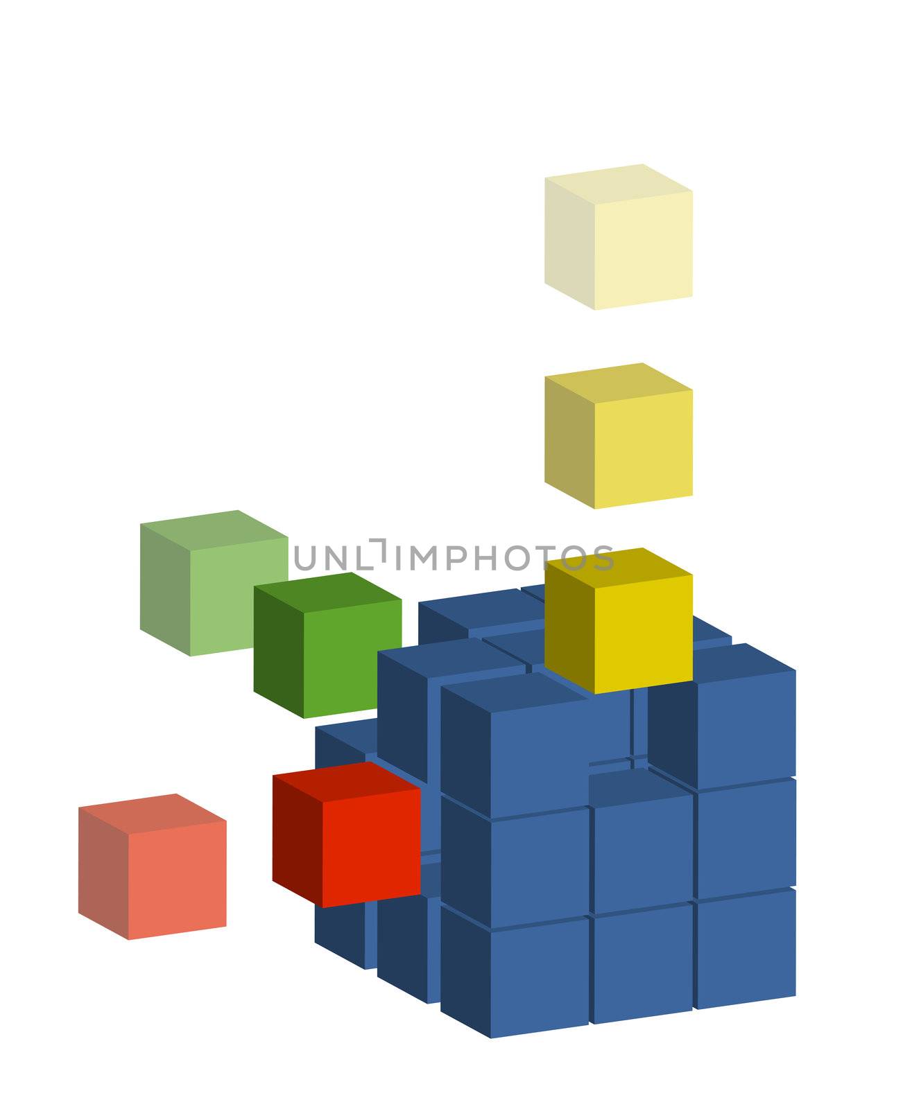 Several blocks building a complex module. All isolated on white background.