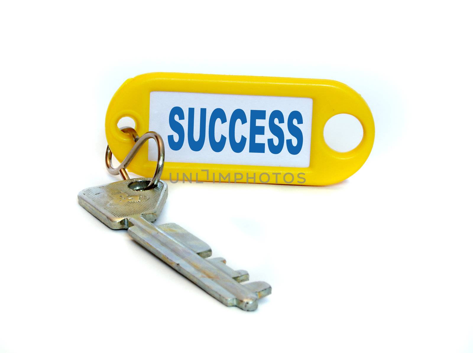 A key next fob with the lettering Success. All isolated on white background.