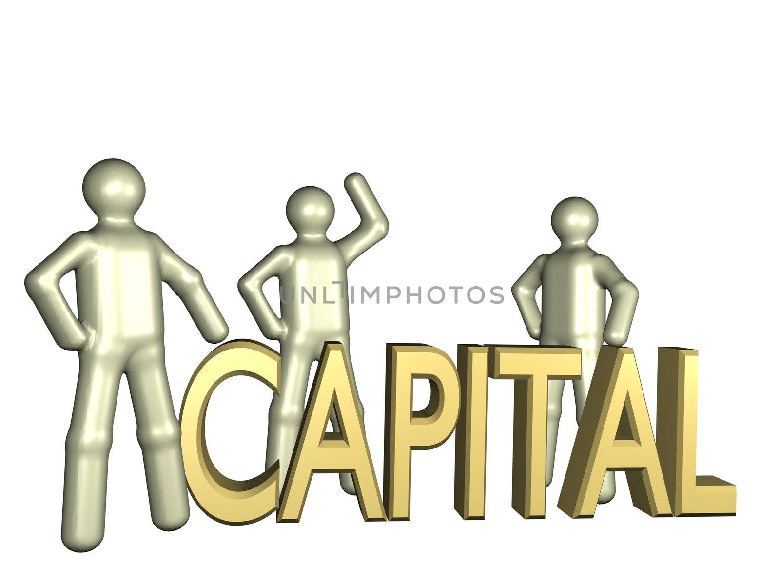 Several stylized persons standing next to a lettering. All isolated on white background.