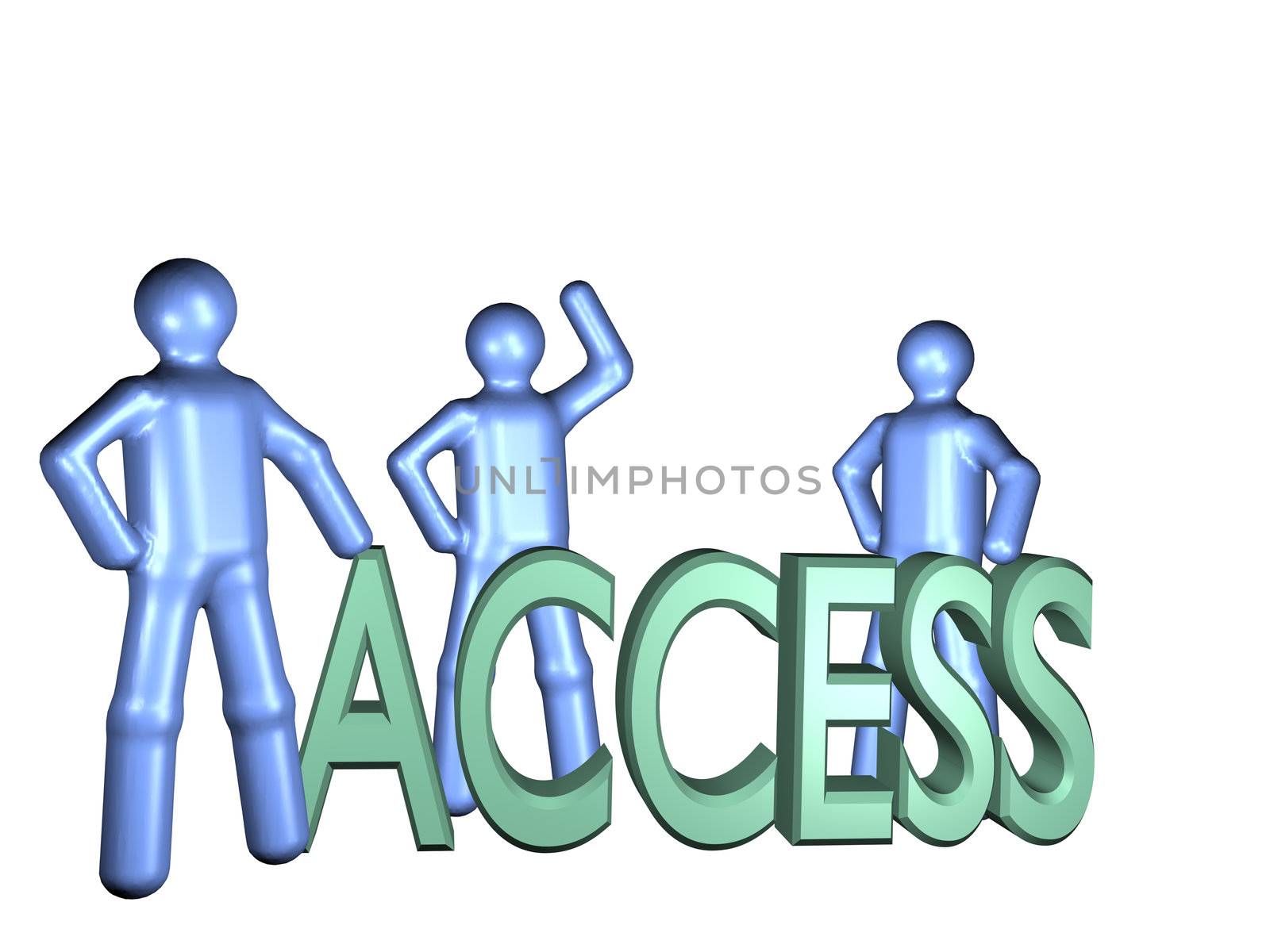 Several stylized persons standing next to a lettering. All isolated on white background.